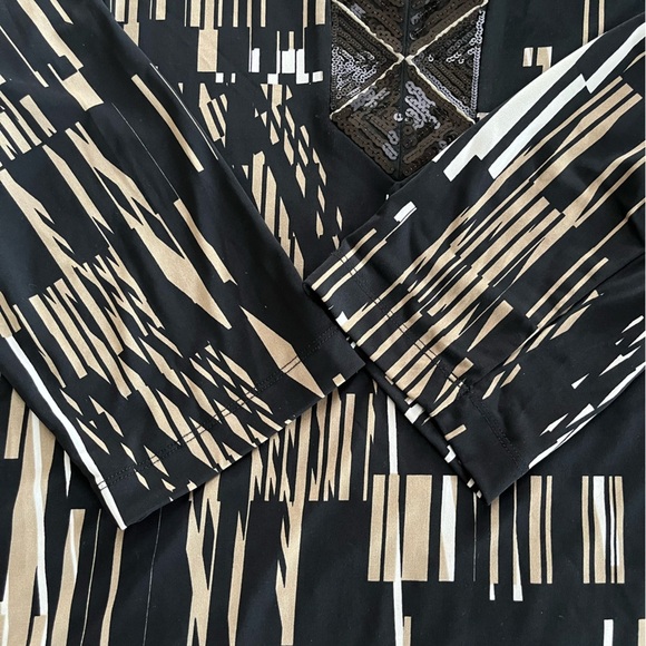 Dana Buchman Elegant Mixed Black Sequin Neckline 3/4 Sleeve Women’s Size Large - Picture 11 of 16